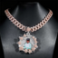 Custom Moissanite Photo Pendant with Rose Accents