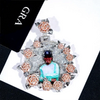 Custom Moissanite Photo Pendant with Rose Accents