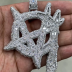 Custom Moissanite Sharp Letter Pendant - Fully Paved