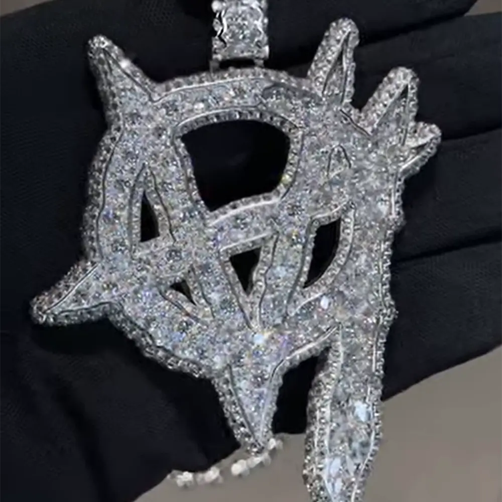 Custom Moissanite Sharp Letter Pendant - Fully Paved Secondary image