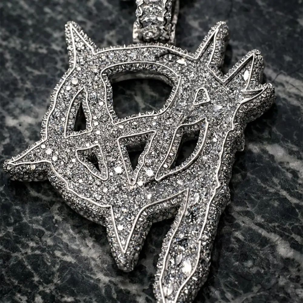 Custom Moissanite Sharp Letter Pendant - Fully Paved