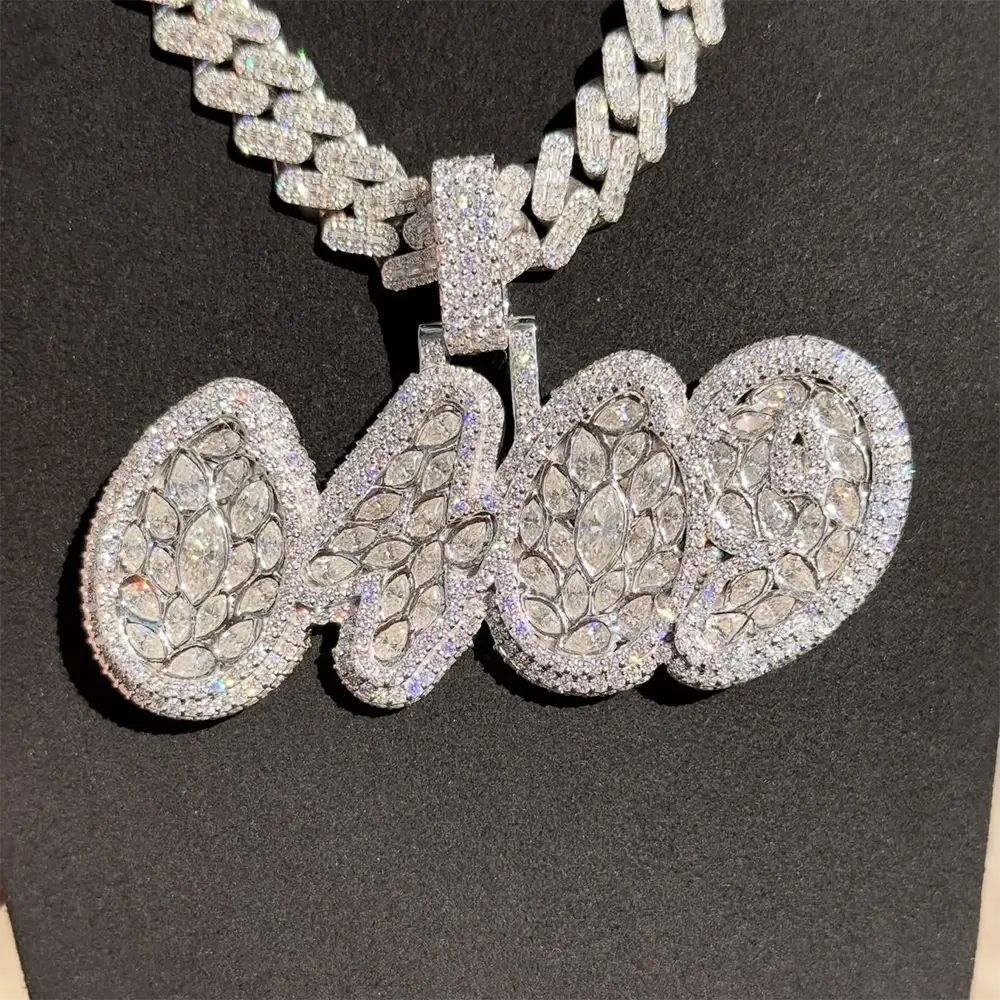 Custom Marquise Cluster Pendant - VVS Moissanite Iced Out Secondary image