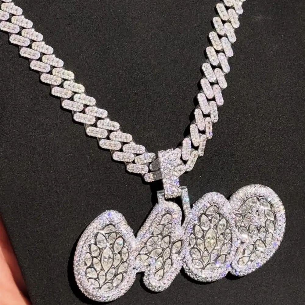 Custom Marquise Cluster Pendant - VVS Moissanite Iced Out Main image