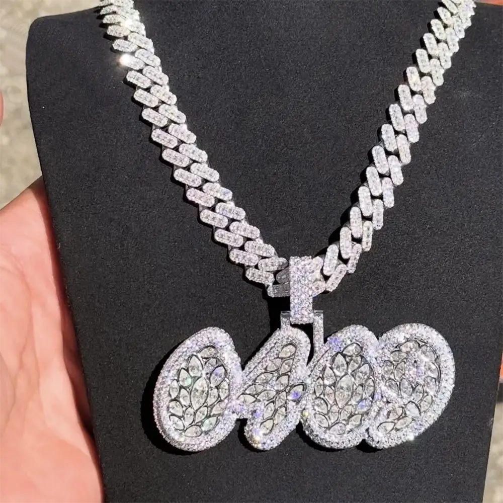 Custom Marquise Cluster Pendant - VVS Moissanite Iced Out