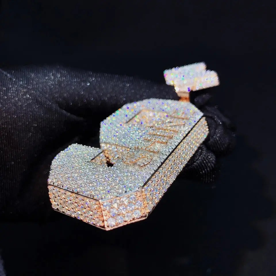 3D Number 9 Iced Out VVS Moissanite Letter Pendant