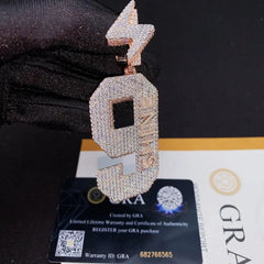 3D Number 9 Iced Out VVS Moissanite Letter Pendant