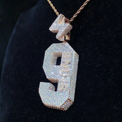 3D Number 9 Iced Out VVS Moissanite Letter Pendant