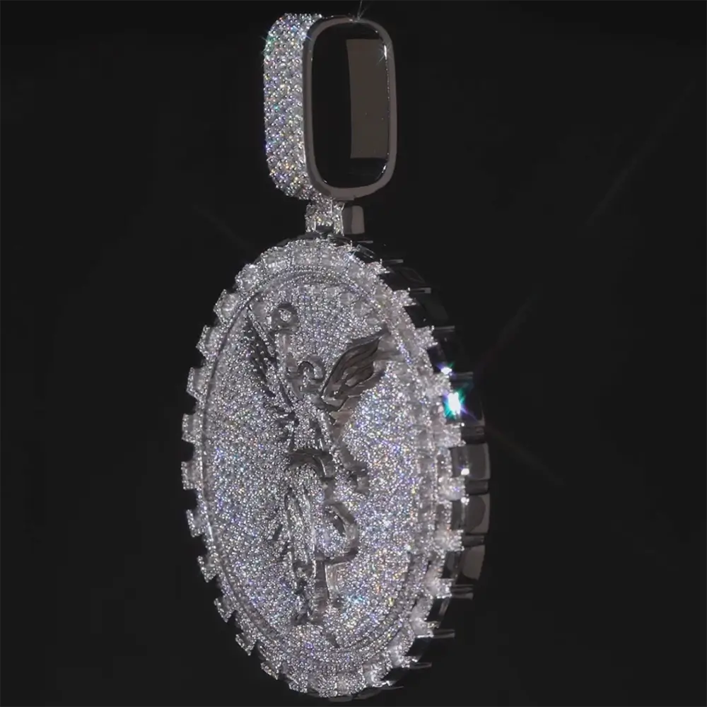 Custom VVS Moissanite Round Angel Pendant