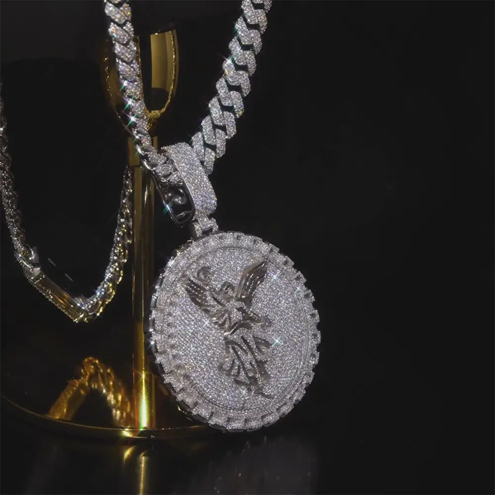 Custom VVS Moissanite Round Angel Pendant