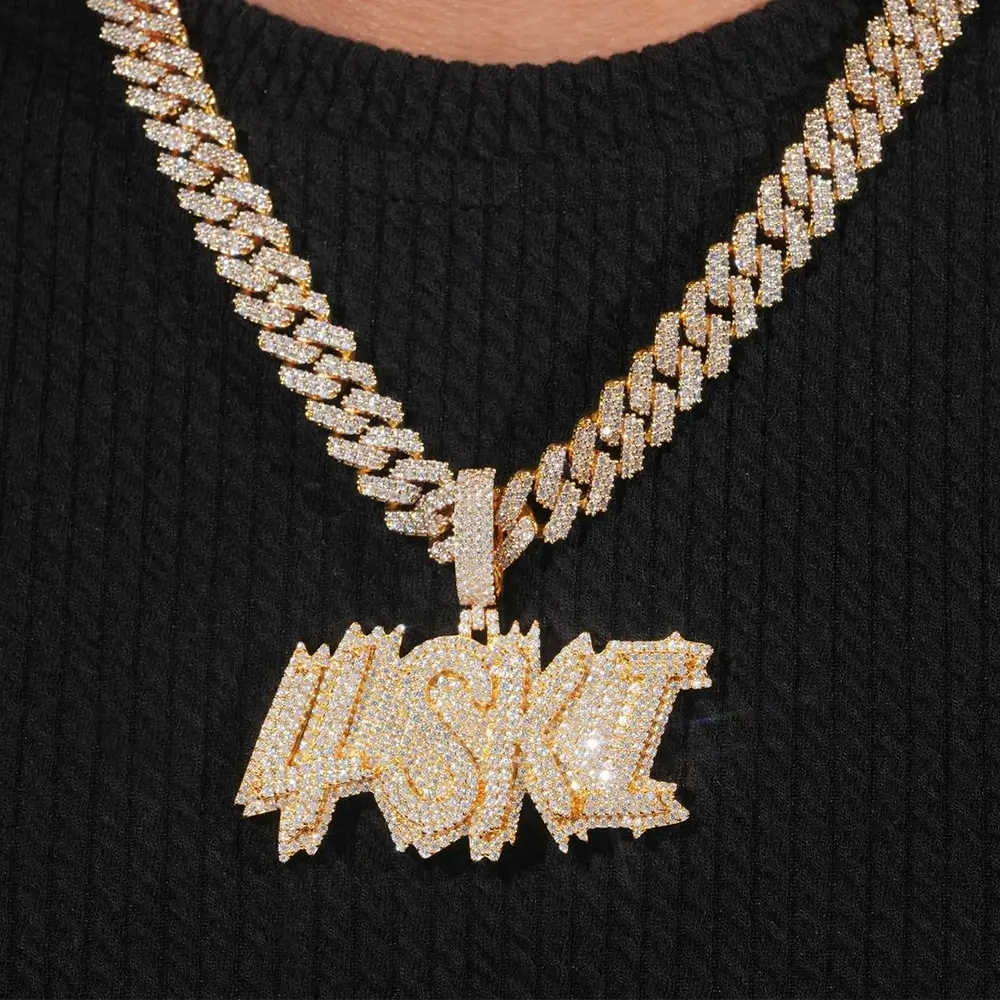 Custom "4SKI" Letter VVS Moissanite Pendant