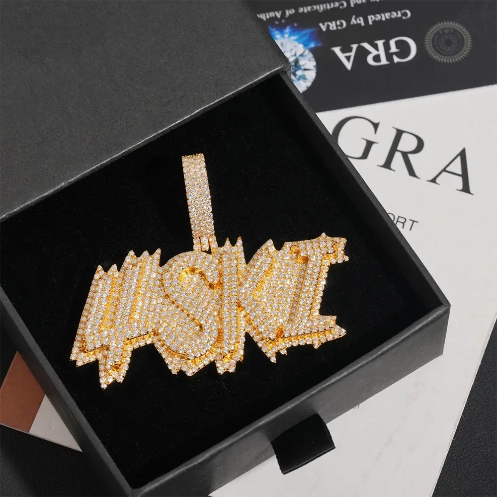 Custom "4SKI" Letter VVS Moissanite Pendant