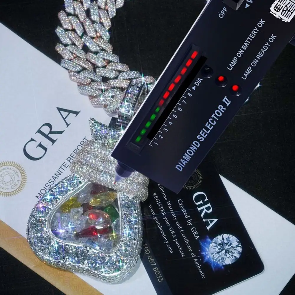 Custom Multiple Fancy Cut VVS Moissanite Moneybag Pendant