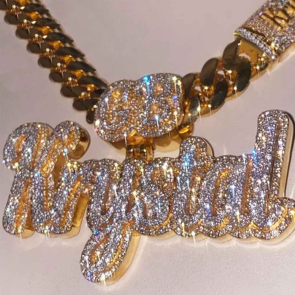 Custom 3In Letter Special Bail VVS Moissanite Pendants Main image