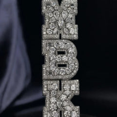 Custom Letter "MBK" Mixed Cut Setting VVS Moissanite Pendants