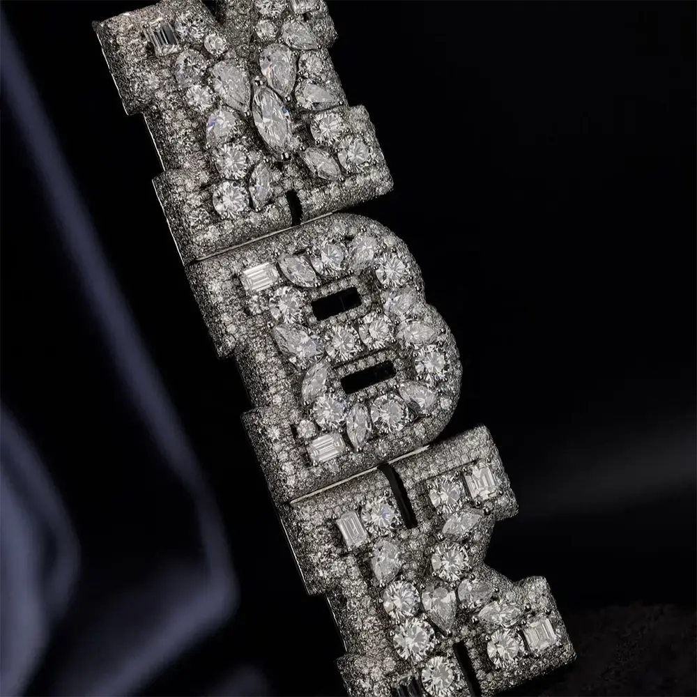 Custom Letter "MBK" Mixed Cut Setting VVS Moissanite Pendants