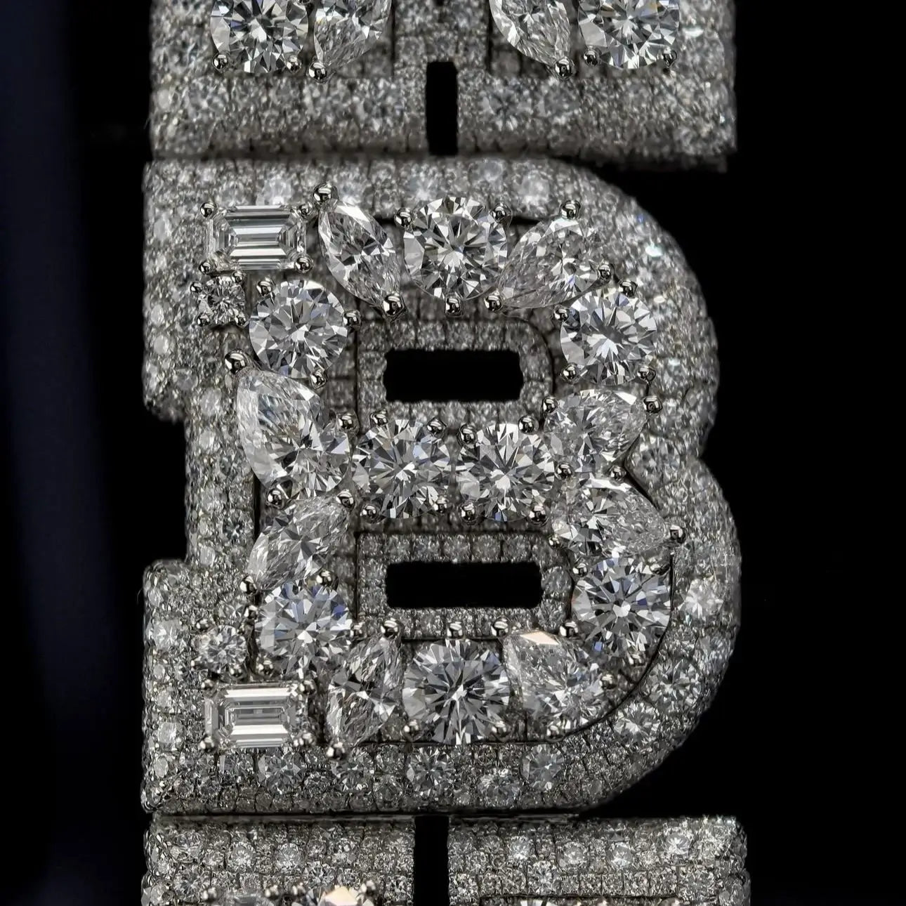 Custom Letter "MBK" Mixed Cut Setting VVS Moissanite Pendants