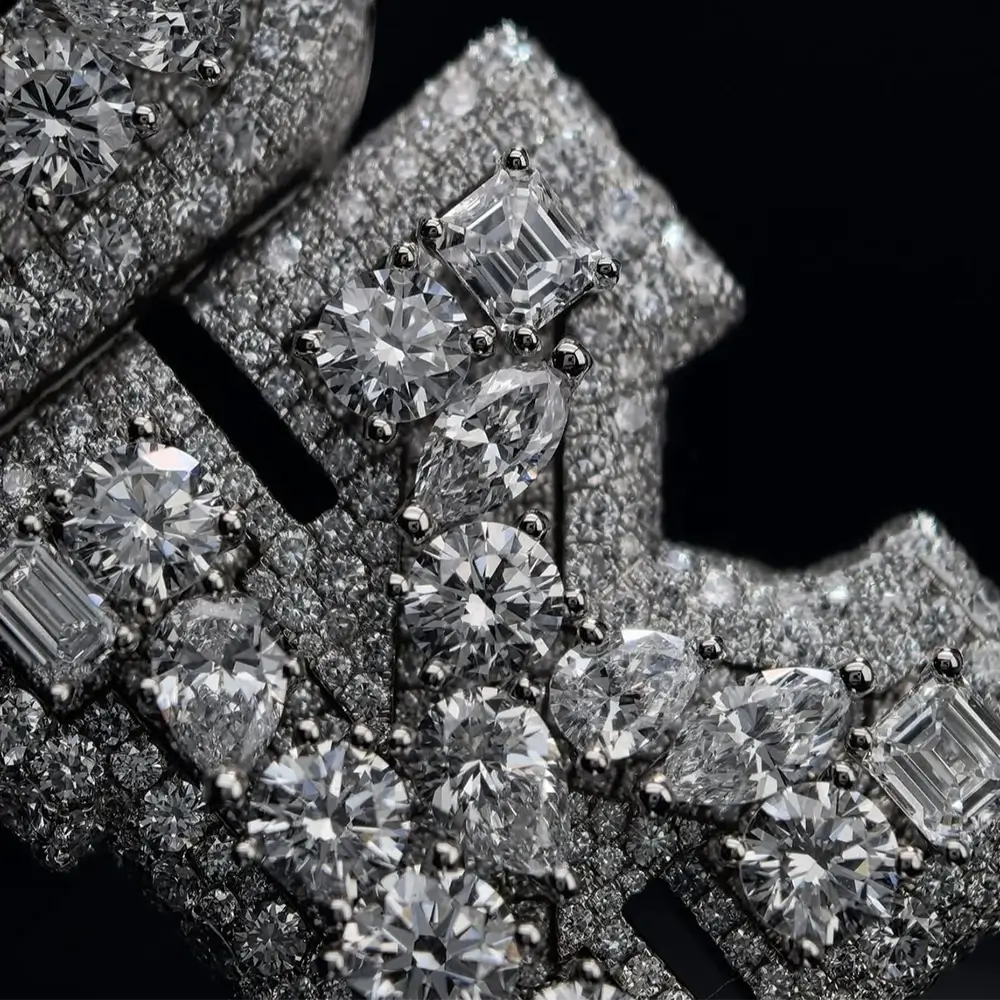 Custom Letter "MBK" Mixed Cut Setting VVS Moissanite Pendants