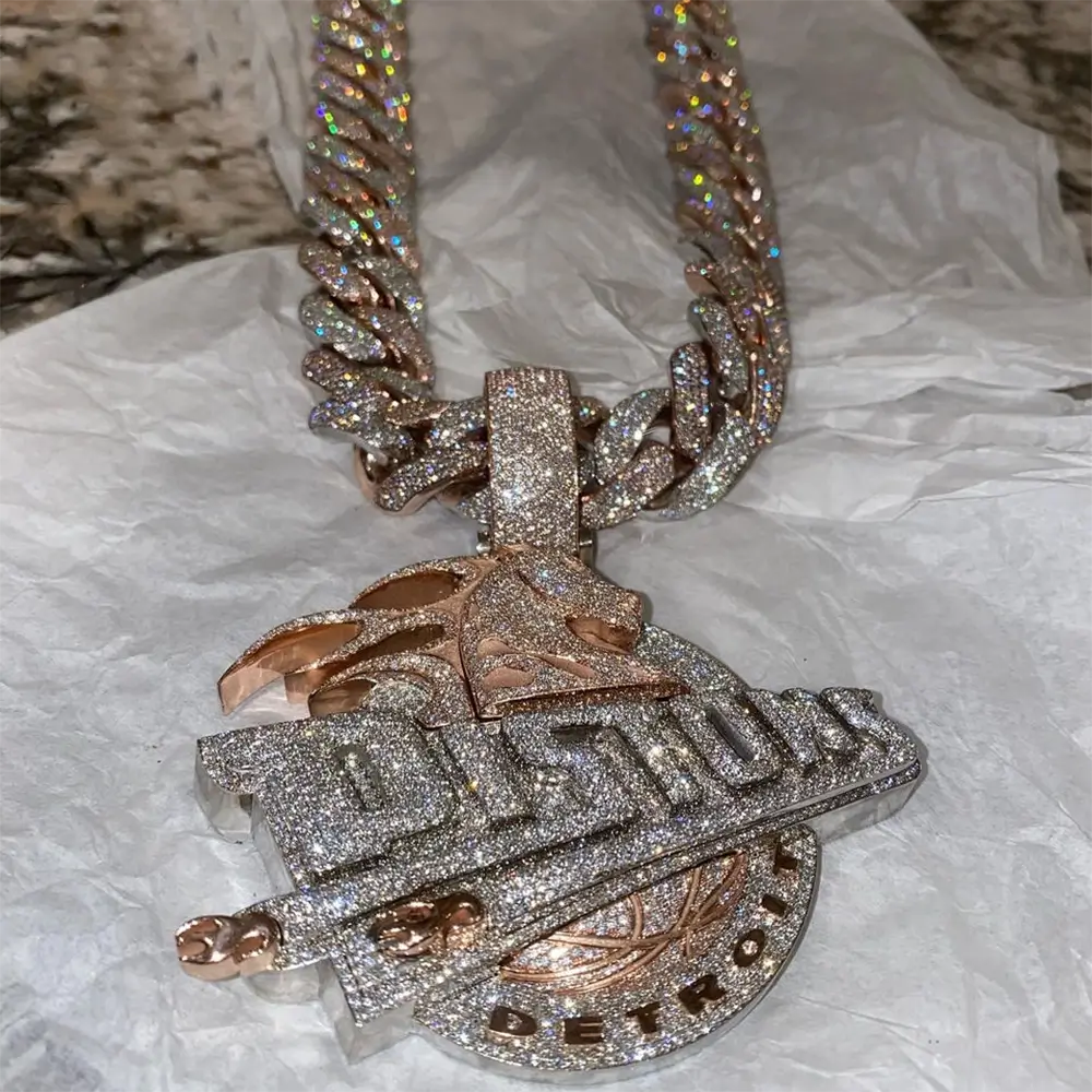 Custom Two-tone 3-Layer Letter VVS Moissanite Pendant Main image