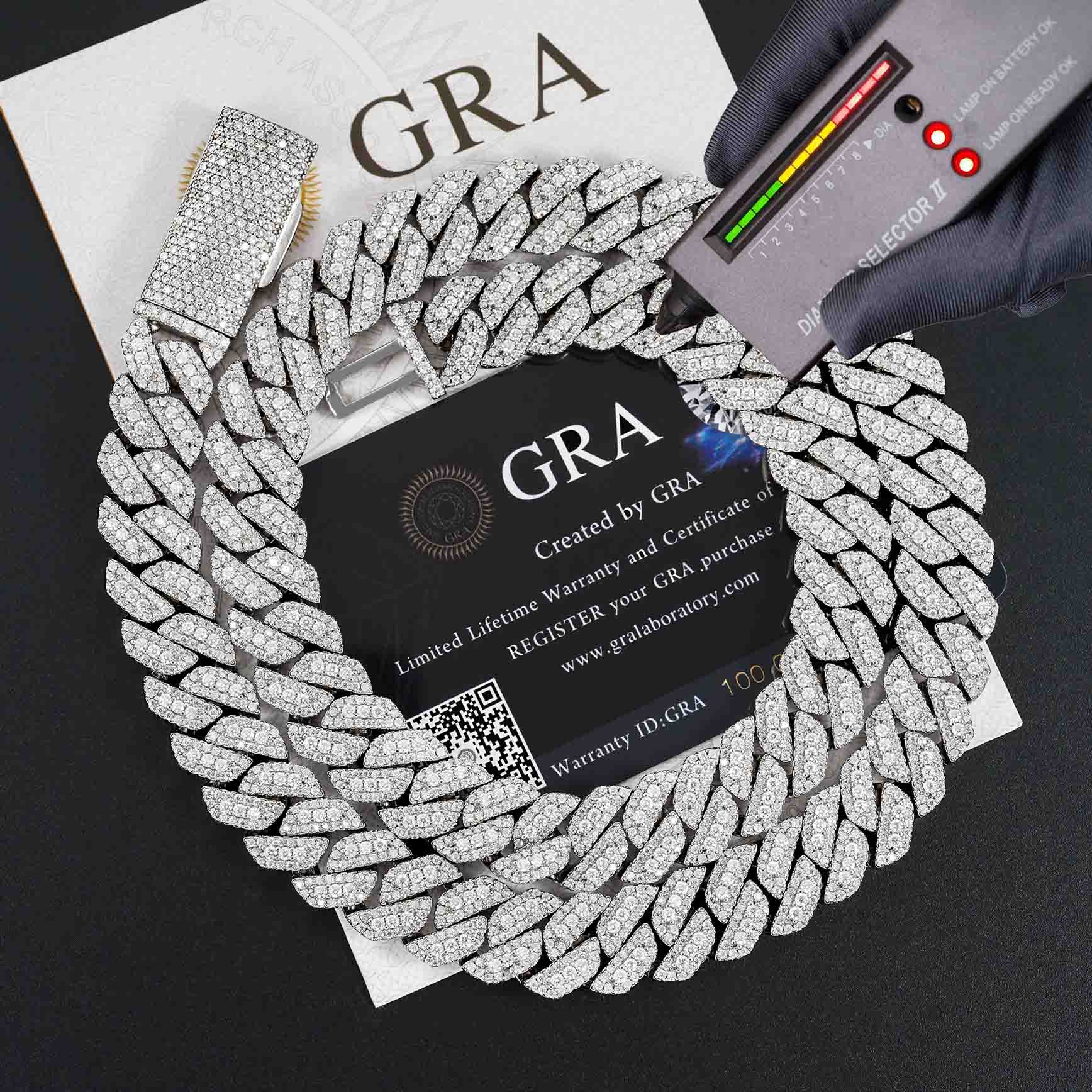 13MM Trapezoid VVS Moissanite EDG Cuban Link Chain