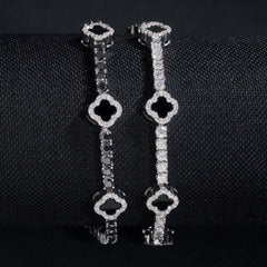 GL Black Onyx Clover 925 Silver Moissanite 3mm Tennis Chain