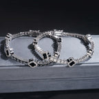 GL Black Onyx Clover 925 Silver Moissanite 3mm 5mm Tennis Chain