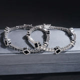 Black Onyx Clover 925 Silver Moissanite 3mm Tennis Chain