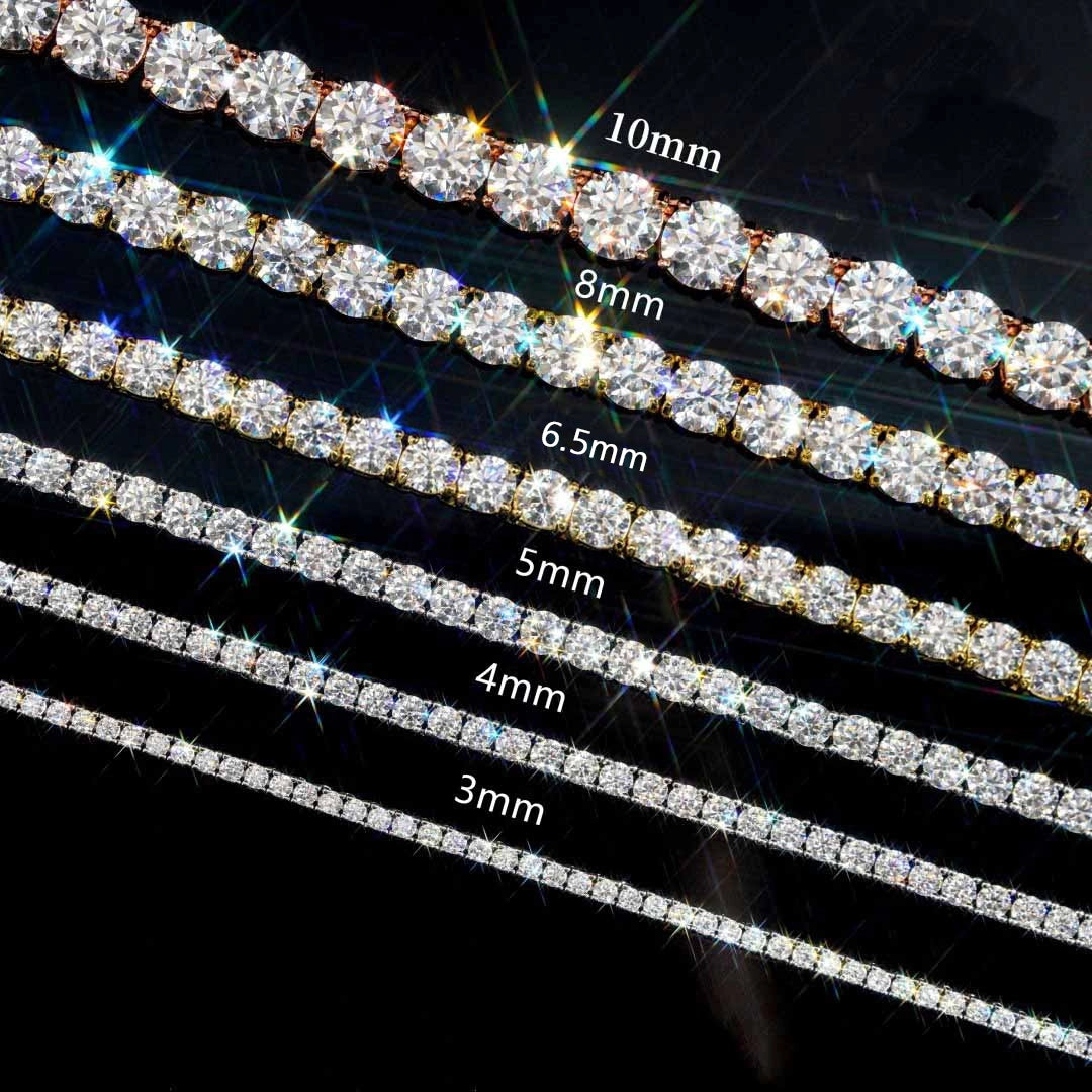 GL VVS1 Moissanite Tennis Chain Necklace ALL SIZE S925 Silver